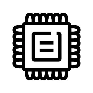Microchip processor icon representing computer hardware and technology Stock Illustration