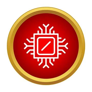 Microchip processor icon representing computing technology and data 库存插图