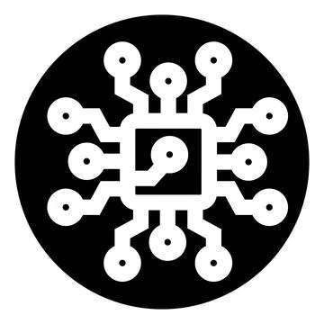 Microchip processor icon representing digital technology and computing Illustrazione stock