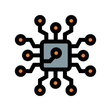 Microchip processor icon representing digital technology and intelligence 스톡 일러스트