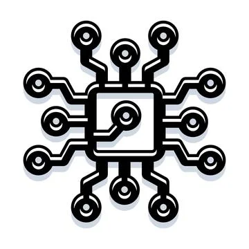 Microchip processor icon representing digital technology concept Stock Illustration