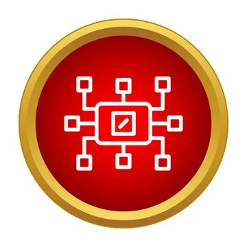 Microchip processor icon representing technology data processing Illustrazione stock