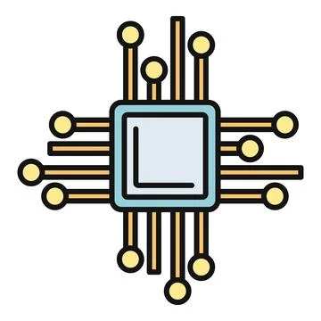Microchip processor icon representing technology and computing 库存插图