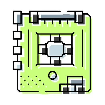 Microchip processor icon symbolizing computer technology hardware Stockillustratie