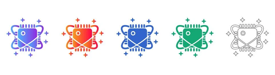 Microchip Processor Icons Set for Technology Stock Illustration