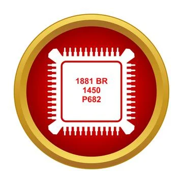 Microchip processor integrated circuit technology icon computing Ilustración de archivo