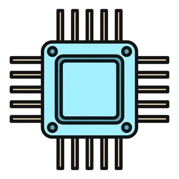 Microchip processor integrated circuit technology system icon Stock Illustration