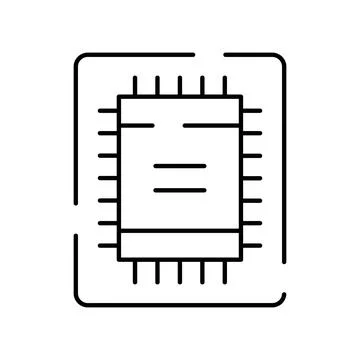 Microchip processor line art icon symbol computing technology 库存插图
