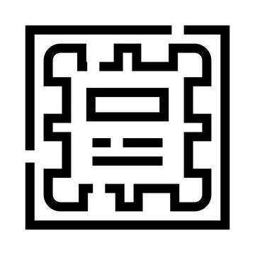 Microchip processor line icon for computing technology Ilustración de archivo
