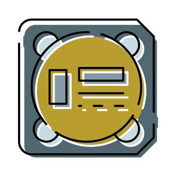 Microchip processor line icon with filled color Stock Illustration