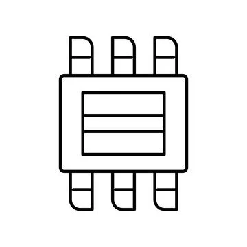 Microchip processor line icon representing modern technology Illustrazione stock