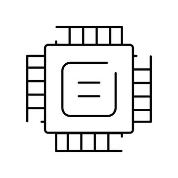 Microchip processor line icon representing electronic circuits and technology Stock Illustration