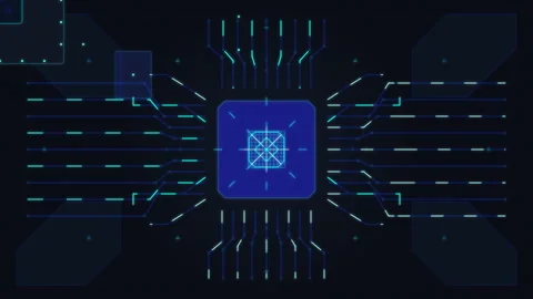 Microchip processor with network data transfer and digital connections Stock Footage 347203392