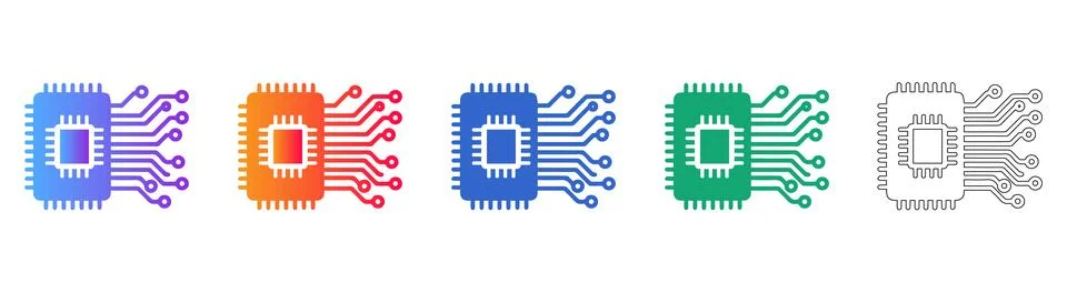 Microchip Processor with Printed Circuit Lines イラスト素材