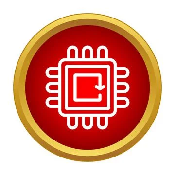 Microchip processor with refresh symbol icon Stock Illustration