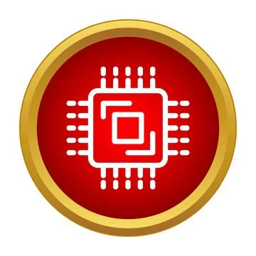 Microchip processor technology concept on a red icon Stock Illustration