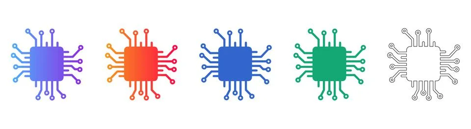Microchip Processor Technology Icon Collection イラスト素材