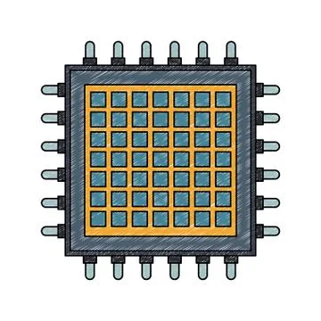 Microchip processor technology scribble Illustrazione stock