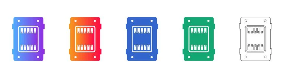 Microchip Processor Unit Illustration Set for Computing Technology イラスト素材