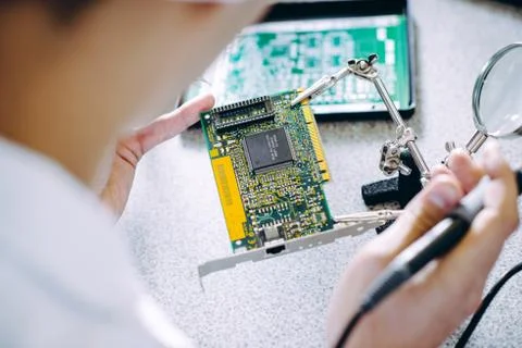 Microchip production factory Stock Photos