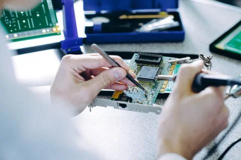 Microchip production factory Foto stock