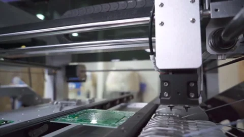 Microchip production factory. Technological process. Assembling the board Stock Footage