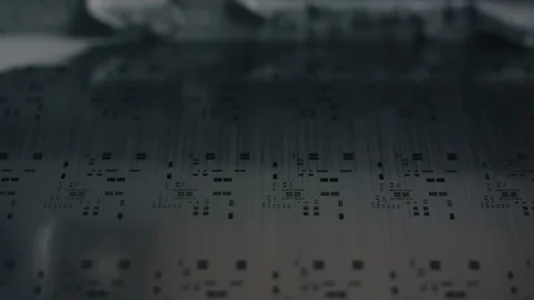 Microchip production factory technological process of applying solder paste Video stock 105374866