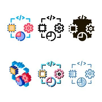 Microchip programming code mechanical gear and infographic edition icon vec.. 库存插图