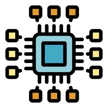 Microchip receiving and transmitting data through circuit paths Stockillustratie