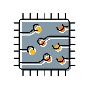 Microchip representing digital technology, processing, and electronic hardwar Stock Illustration