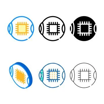Microchip for set good eye vision color icon vector Stock Illustration