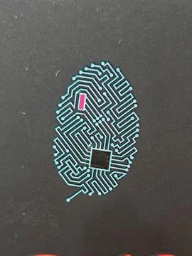Microchip in shape of human fingerprint used for biometric identification Stock Photos