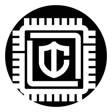 Microchip with shield icon symbolizing digital cybersecurity protection Stockillustratie