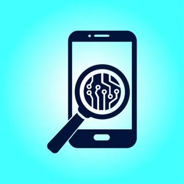 Microchip on smart phone icon 스톡 일러스트