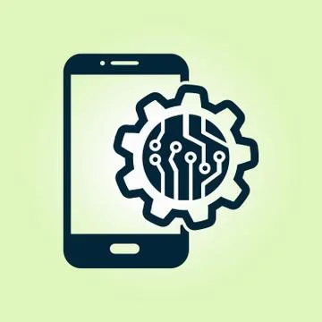 Microchip on smart phone icon Stock Illustration