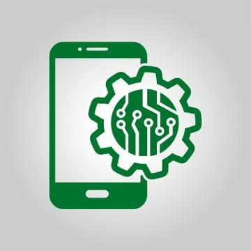 Microchip on smart phone icon Stock Illustration