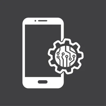 Microchip on smart phone icon Stock Illustration