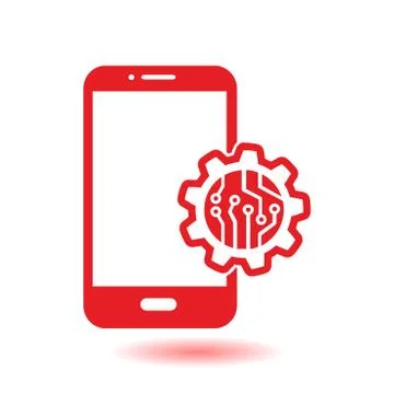 Microchip on smart phone icon Stock Illustration