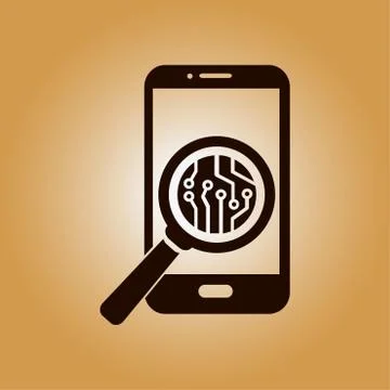 Microchip on smart phone icon Illustrazione stock