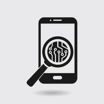 Microchip on smart phone icon Stock Illustration