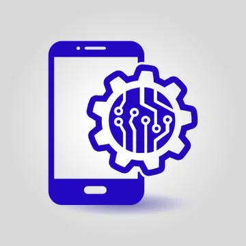 Microchip on smart phone icon 스톡 일러스트