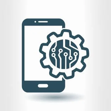 Microchip on smart phone icon. Illustrazione stock