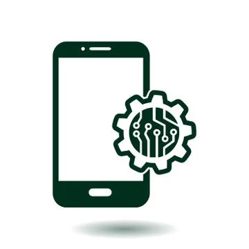 Microchip on smart phone icon. Stock Illustration