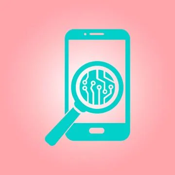 Microchip on smart phone icon. Stock Illustration