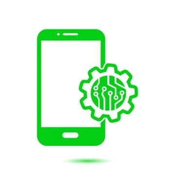 Microchip on smart phone icon. Illustrazione stock