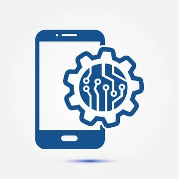 Microchip on smart phone icon. Stock Illustration