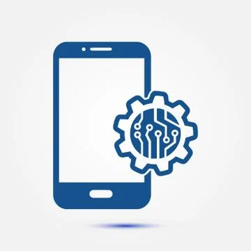 Microchip on smart phone icon. Illustrazione stock