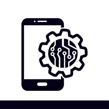 Microchip on smart phone icon. Stock Illustration