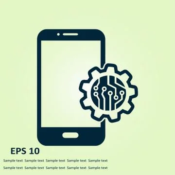 Microchip on smart phone icon. Stock Illustration