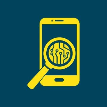 Microchip on smart phone icon. Illustrazione stock
